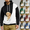 thumbnail image 1 of Oksale Cat Dog Pouch Hoodies for Men Color Block Pet Carrier Kangaroo Pouch Sweatshirt Loose Long Sleeve Winter Shirts Soft Warm Tops Army Green S, 1 of 6