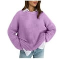 thumbnail image 1 of Oksale Chunky Knit Sweaters for Women 2025 Loose Long Sleeve Pullover Casual Round Neck Jumpers Drop Shoulder Slouchy Tops Purple XL, 1 of 7