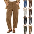 thumbnail image 1 of Oksale Corduroy Pants for Women Petite Trendy High Waisted Button Barrel Pants Loose Comfortable Khaki Pants with Pockets Fashion Outfits Coffee S, 1 of 8