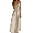 thumbnail image 1 of Oksale Cotton Beach Dresses for Women Casaul Summer Adjustable Spaghetti Strap Dress V Neck Maxi Sundresses Going Out Dress 2026 Khaki XL, 1 of 7