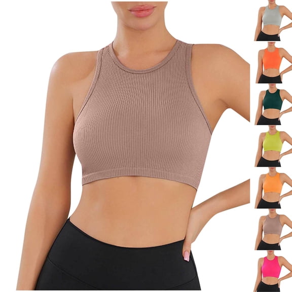 Oksale Cotton Bras for Women High Support Racerback Sports Bra Soft Comfy Stretch Moisture Wicking T Shirt Bra Fitness Workout Bras Orange M