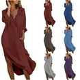 thumbnail image 1 of Oksale Cotton Linen Shirt Dresses for Women with Pockets Loose Fit Side Split Full Length Dress Casual V Neck Dresses Long Sleeve Lapel Dresses Soft Lightweight Fall Dress Gray S, 1 of 7