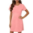 thumbnail image 1 of Oksale Cotton Nightgowns for Women Soft Breathable Short Sleeve Mini Pajamas Dress Casual Crewneck Sleepwear Solid Color Loungewear 2025 Pink L, 1 of 6