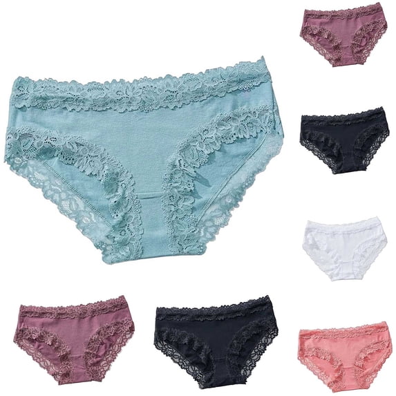 Oksale Cotton Panties for Women Trendy Lace Trim Low Rise Underwear Lightweight Breathable Cozy Briefs Green XL