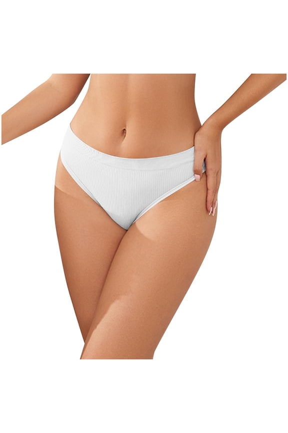 Cotton Underwear for Women Soft Cozy Ribbed Knit Seamless Panties Moisture Wicking Low Rise Fashion Panties Stretch Lightwieght Briefs White XL