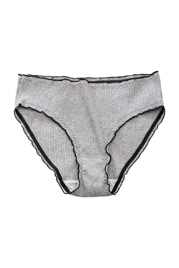 Cotton Underwear for Women Plus Size Lace Trim Stretch Fashion Panties Cozy Soft Breathable Full Coverage Briefs Gray XL