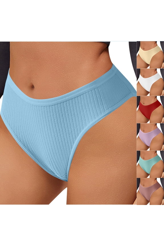 Cotton Underwear for Women Ribbed Mid Waisted Full Coverage Panties Soft Comfy Breathable Briefs for Everyday Green XL