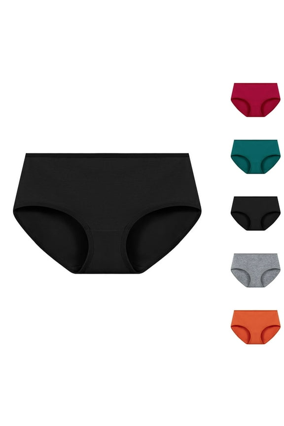 Cotton Underwewar for Women Cozy Full Coverage Mid Waist Panties Stretch Soft Cozy Moisture Briefs Lightweight Underpants Black M