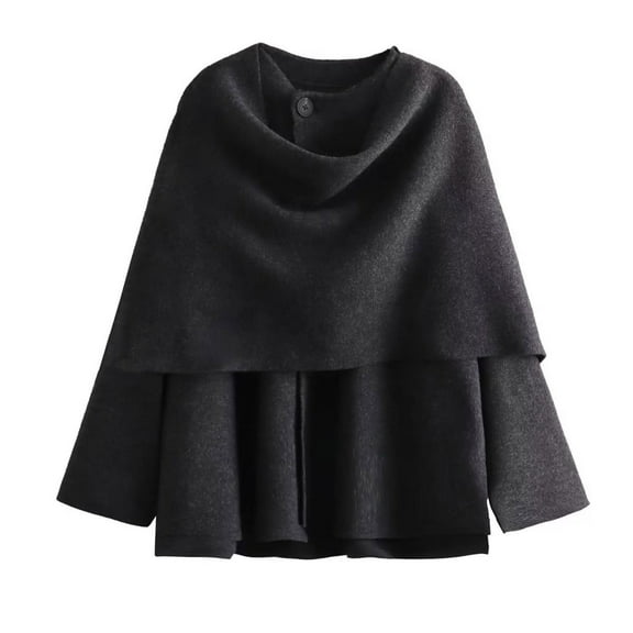 Oksale Cross Front Ponchos for Women Soft Elegant Shawls Sweater Solid Color Sweaters Fall Winter Outfits Knit Tops for Going Out 2025 Dark Gray S