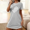 thumbnail image 1 of Oksale Cute Heart Graphic Pajama Dress for Women Casual Crewneck Mini Night Gown Lightweight Short Sleeve Loungewear for Home 2025 Gray XL, 1 of 5