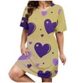 thumbnail image 1 of Oksale Cute Love Heart Print Sleep Shirt for Women Plus Size Valentine's Day Nightgown Short Sleeve Nightgowns Round Neck Sleep Dress Elegant Soft Loungewear 2025 Yellow XXL, 1 of 5