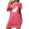 thumbnail image 1 of Oksale Cute Print Sleep Shirt for Women Soft Short Nightgown Casual Round Neck Night Gown Short Sleeve Pajama Dress Lightweight Comfortable Loungewear Hot Pink S, 1 of 6