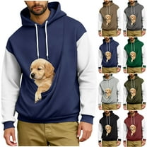 Oksale Dog Pouch Sweatshirts for Men with Hood Loose Long Sleeve Winter Hoodies Color Block Kangaroo Pouch Pollover Soft Cozy Tops 2025 Army Green M