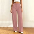 thumbnail image 1 of Oksale Dress Pants Women with Pockets Pleated Front Work Pants Business Casual High Waisted Straight Leg Pants for Officewear Pink XL, 1 of 6
