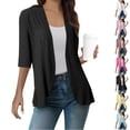 thumbnail image 1 of Oksale Eyelet Shrug Cardigan for Women Lightweight Open Front Cover Up Loose Comfy 3/4 Sleeve Summer Fashion Spring Clothing 2025 Black XXL, 1 of 7