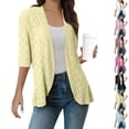 thumbnail image 1 of Oksale Eyelet Shrug Cardigan for Women Lightweight Open Front Cover Up Loose Comfy 3/4 Sleeve Summer Fashion Spring Clothing 2025 Yellow XXL, 1 of 7