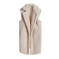 thumbnail image 1 of Oksale Faux Fur Vest for Women Plus Size Mid Length Sleeveless Vests Casual Lapel Jackets with Pckets Solid Color Tank Jacket Soft Cozy Warm Winter Fall Outerwear 2025 Beige XXL, 1 of 5