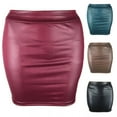 thumbnail image 1 of Oksale Faux Leather Skirts for Women High Waisted Bodycon Pencil Skirt Trendy Elegant Cozy Mini Skirts Blue L, 1 of 3