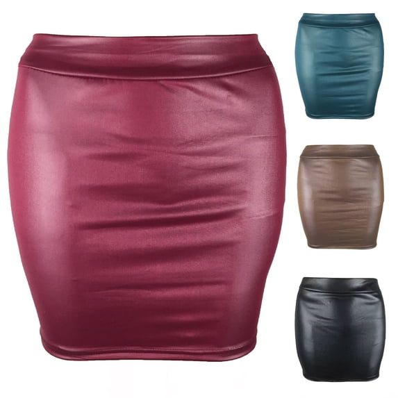 Oksale Faux Leather Skirts for Women High Waisted Bodycon Pencil Skirt Trendy Elegant Cozy Mini Skirts Coffee 3XL