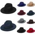 thumbnail image 1 of Oksale Fedora Hats for Women Wide Brim with Adjustable Belt Buckle British Vintage Elegant Woolen Panama Hats Jazz Caps for Business Meeting Blue, 1 of 3