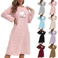 thumbnail image 1 of Oksale Flannel Nightgowns for Women Fuzzy Fleece Nightgown Cute Print Night Gown Cozy Long Sleeve Sleep Dress Soft Thicken Warm Winter Loungewear 2025 Pink L, 1 of 5