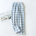 thumbnail image 1 of Oksale Flannel Pajama Pants for Women Plaid Fleece Lined Pajama Pants with Pockets Soft Fuzyy Pj Pants Elastic Waist Sleepwewar Pants 2025 Blue M, 1 of 5