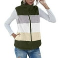 thumbnail image 1 of Oksale Fleece Vest for Women Fuzzy Color Block Zip Up Vest with Pockets Sleeveless Jackets Tank Jacket Soft Comfortable Coats Plus Size Winter Outwear Army Green XXXL, 1 of 7