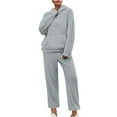 thumbnail image 1 of Oksale Fluffy Fleece Sweatsuits Set for Women 2 PC Long Sleeve Hoodies Long Sweatpants Underwear Ultra Soft Comfortable Loungewear 2025 Gray S, 1 of 5