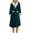thumbnail image 1 of Oksale Fluzzy Flannel Robe for Women Plus Size Midi Bath Robe Trendy Shawl Collar Robes with Pockets Cozy Long Sleeve Belted Nightgowns Ultra Soft Thermal Winter Housecoats Green M, 1 of 4