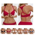 thumbnail image 1 of Oksale Front Closure Bras for Women Trendy Cross Back Plunge Bra Lightweight Cozy Push Up Bra Red XL, 1 of 7
