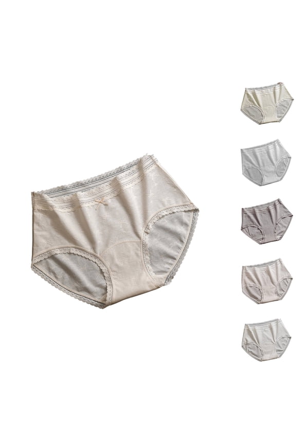 Full Coverage Underwear for Women High Waisted Cotton Panties Soft Breathable Lace Trim Briefs for Ladies Yellow M