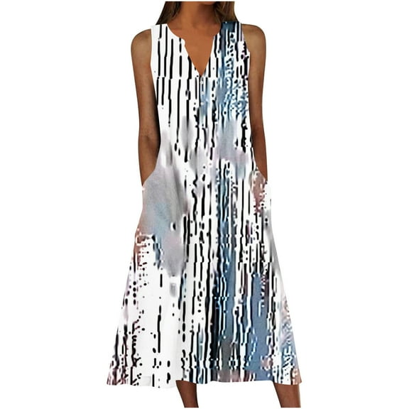 Oksale Funny Graphic Night Gowns for Women with Pockets Plus Size Boho Nightgown Casual Sleeveless Sleep Dress V Neck Sleep Shirt Soft Comfortable Loungewear Multicolor M