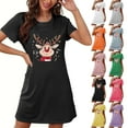 thumbnail image 1 of Oksale Funny Reindeer Christmas Night Gown Women Casual Round Neck Short Sleeve Party Pajama Dress Soft Loose Fit Sleepwear for Holiday 2026 Pink M, 1 of 6
