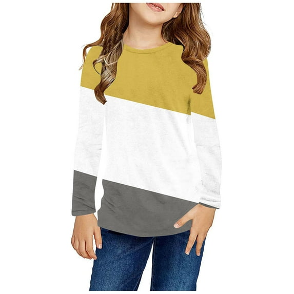 Oksale Girls Shirts 10-12 Fall Novelty Print Tees Children Boys Girls Loose Fit Crew Neck Tops Girls Clothes Long Sleeve T-shirts