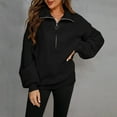 thumbnail image 1 of Oksale Half Zip Sweaters for Women Trendy Stand Up Collar Sweater Knit Loose Long Sleeve Jumpers Solid Color Slouchy Top Soft Fall Tops 2025 Black L, 1 of 6