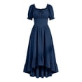 thumbnail image 1 of Oksale Halloween Womens Peasant Dress Puff Sleeve Flowy A Line Medieval Midi Dresses Ruffle Hem High Low Dress Zip Back Wench Renaissance Dresses Navy S, 1 of 8