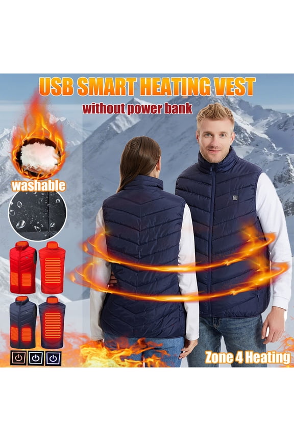 Heated Quilted Vest for Women Plus Size Warm Winter 3 Heated Level Vests without Battery for Unisex Cozy Outddor Jackets Red M