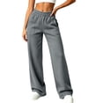 thumbnail image 1 of Oksale High Waisted Sweatpants for Women Elastic Tall Pull On Loose Straight Leg Sweat Pants with Patch Pockets Fall Clothes Dark Gray S, 1 of 9