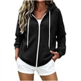 thumbnail image 1 of Oksale Hoodie Jacket for Women with Zipper and Pockets Long Sleeve Ribbed Knit Cardigan Casual Drawstring Fall Outfits Black S, 1 of 7