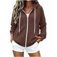 thumbnail image 1 of Oksale Hoodie Jacket for Women with Zipper and Pockets Long Sleeve Ribbed Knit Cardigan Casual Drawstring Fall Outfits Brown 2XL, 1 of 7