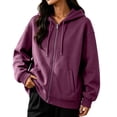 thumbnail image 1 of Oksale Hoodies for Women Zip Up Hoodie with Pockets Cozy Soft Long Sleeve Sweatshirt Jackets Casual Drawstring Fall Outfits 2026 Purple S, 1 of 8