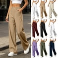 thumbnail image 1 of Oksale Khaki Pants for Women High Waisted Chino Pants with Pockets Trendy Vintage Loose Straight Leg Dress Pants Lightweight Trendy Trousers Navy XL, 1 of 7