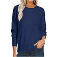 thumbnail image 1 of Oksale Knit Fall Sweaters for Women with Pockets Lightweight Long Sleeve Sweater Ultra Soft Knitted Jumper Casual Crewneck Basic Tops Navy XXL, 1 of 9