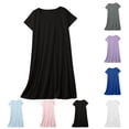 thumbnail image 1 of Oksale Knit Night Gowns for Women Lightweight Cotton Pajama Dress Casual Crew Neck Sleep Shirts Short Sleeve Night Dress Loose Fit Soft Loungewear Black M, 1 of 6