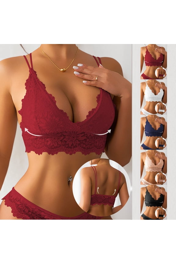 Lace Bralettes for Women Push Up Deep Plunge Bras Sexy High Supportive Minimizer Bra Breathable Wireless Bras Beige XL