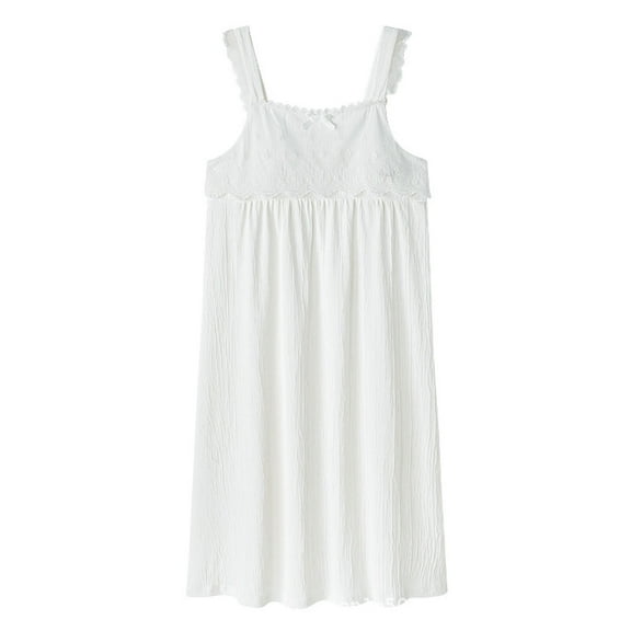 Oksale Lace Trim Chemise Sleep Dress for Women Plus Size Slip Night Gown with Bow Dector Sexy Sleeveless Fashion Mini Loungewear Lingerie White XXXXL