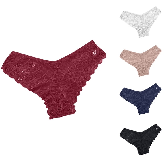 Oksale Lace Underwear for Women Sexy Low Rise Panties V Waisted Panty Briefs Breathable Comfortable Ladies Underpants White L