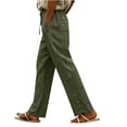 thumbnail image 1 of Oksale Lightweight Pants for Women Summer Lace Straight Leg Pants with Pockets Soft Comfy Drawstring High Waist Casual Pants Going Out Trousers 2026 Army Green L, 1 of 7