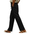 thumbnail image 1 of Oksale Lightweight Pants for Women Summer Lace Straight Leg Pants with Pockets Soft Comfy Drawstring High Waist Casual Pants Going Out Trousers 2026 Black L, 1 of 7