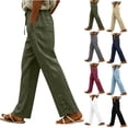 thumbnail image 1 of Oksale Lightweight Pants for Women Summer Lace Straight Leg Pants with Pockets Soft Comfy Drawstring High Waist Casual Pants Going Out Trousers 2026 Khaki S, 1 of 7